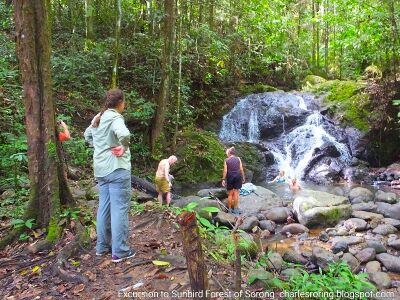 American tourists in jungle pool of Sorong city