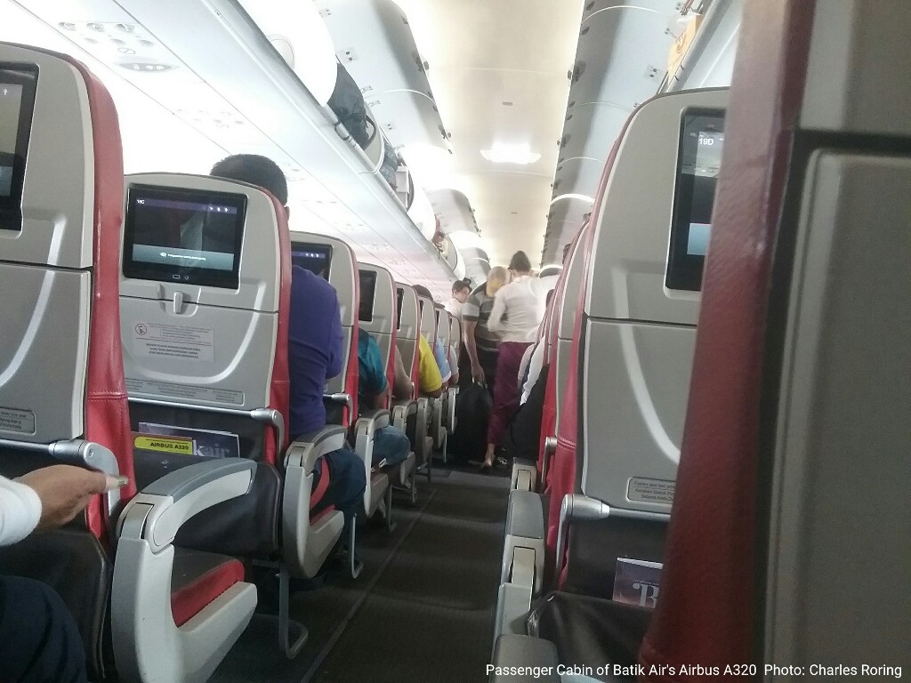 The passenger cabin of Batik Air's A320 on 11 Dec 2019 flight from Sorong to Manokwari
