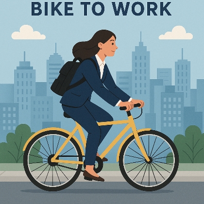 a society who mostly go to work by riding bicycles. An Asian lady was riding her bicycle